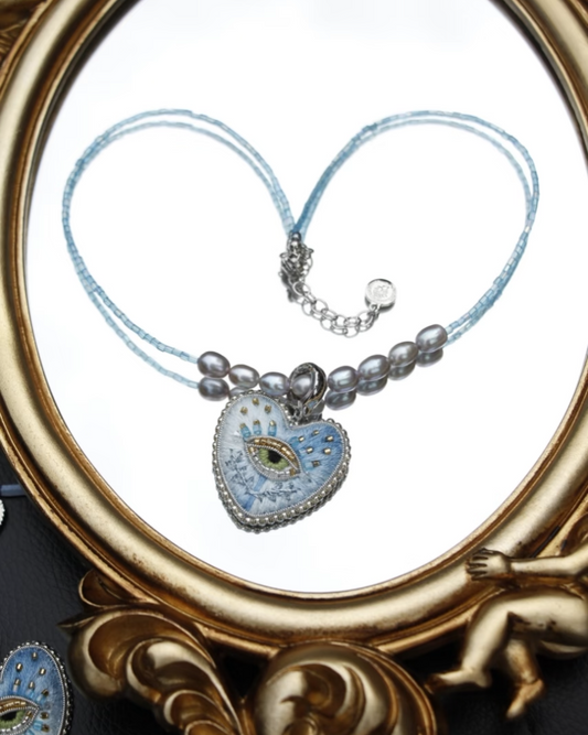 Gradient Blue Heart Necklace