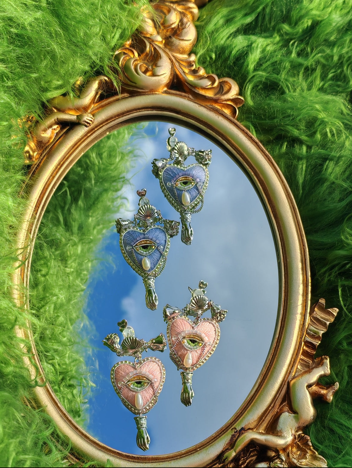 Light Purple Rose Heart Earrings