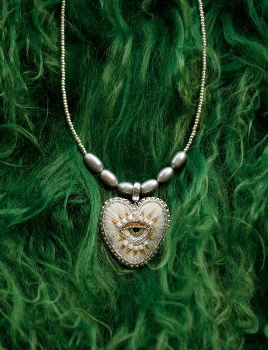 White Heart Necklace