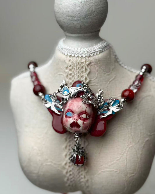 Red Rabbit Hole Head Necklace