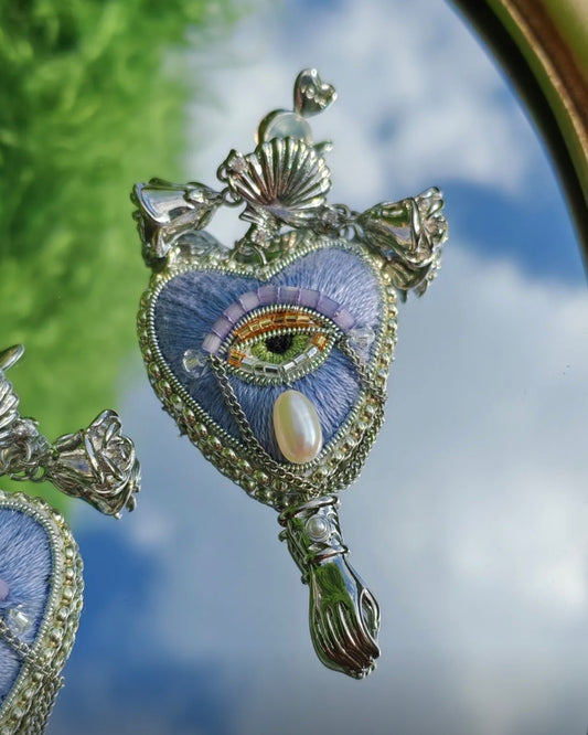 Light Purple Rose Heart Earrings