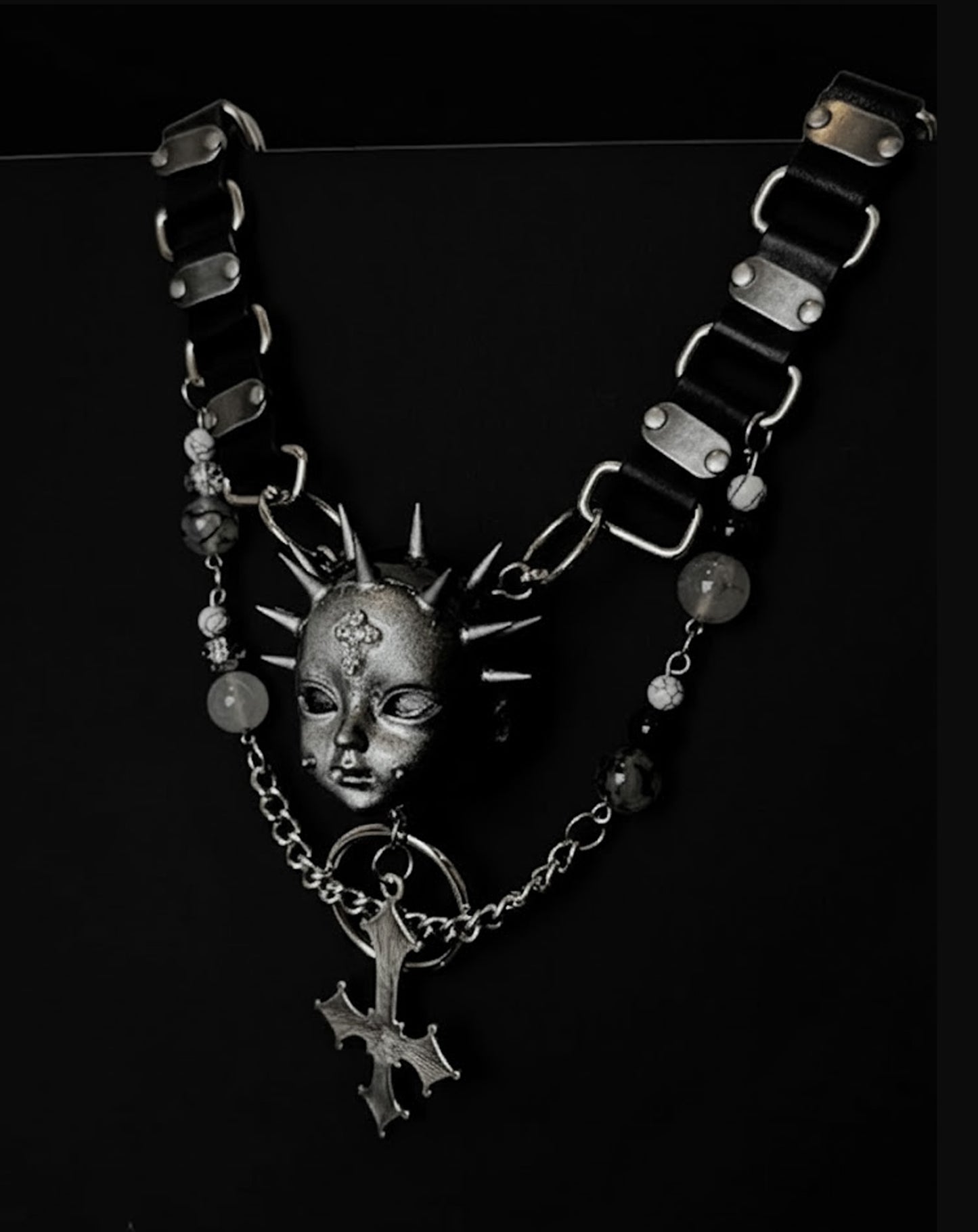 Silver Nail Doll Head Choker