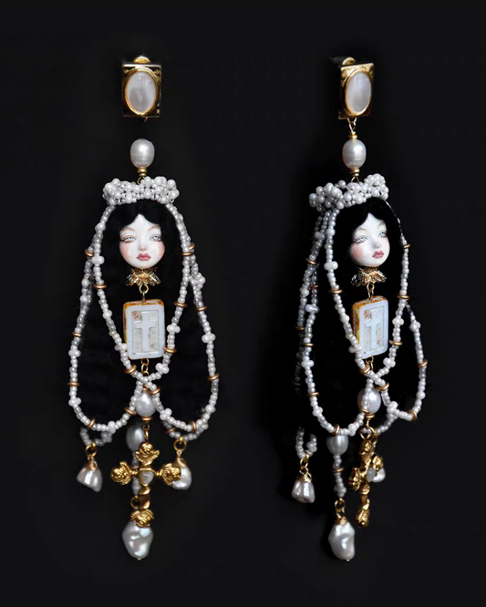 Handcraft White Queen Salome Earrings