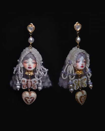 Handcraft Gray Lolita Earrings