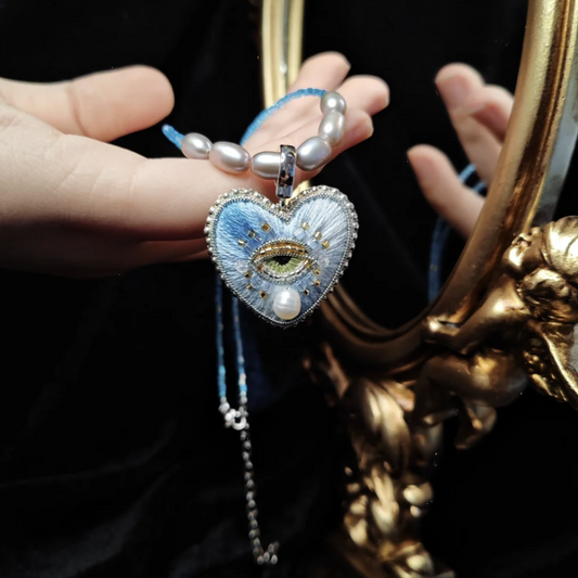 Gradient Lake Blue Heart Necklace