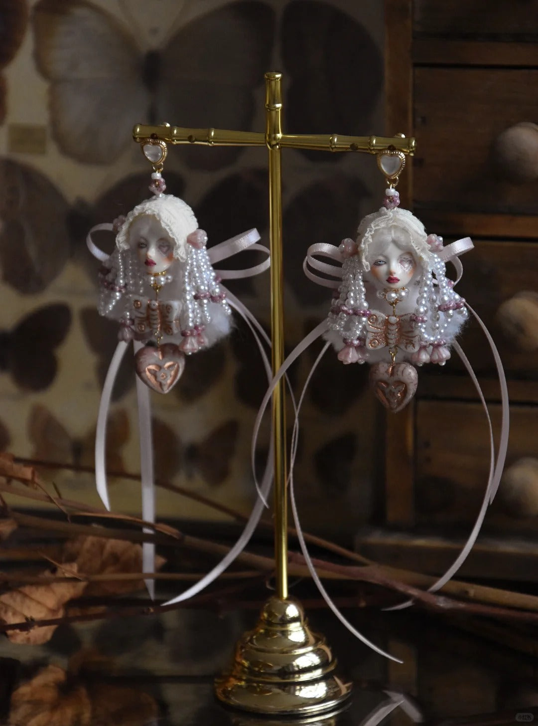 Handcraft White Lolita Earrings