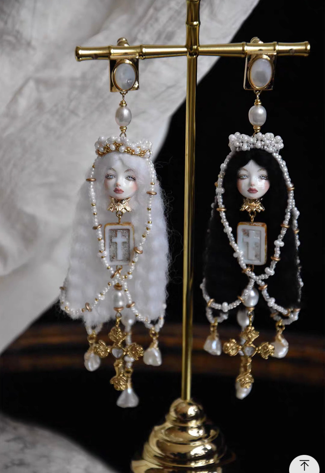 Handcraft White Queen Salome Earrings