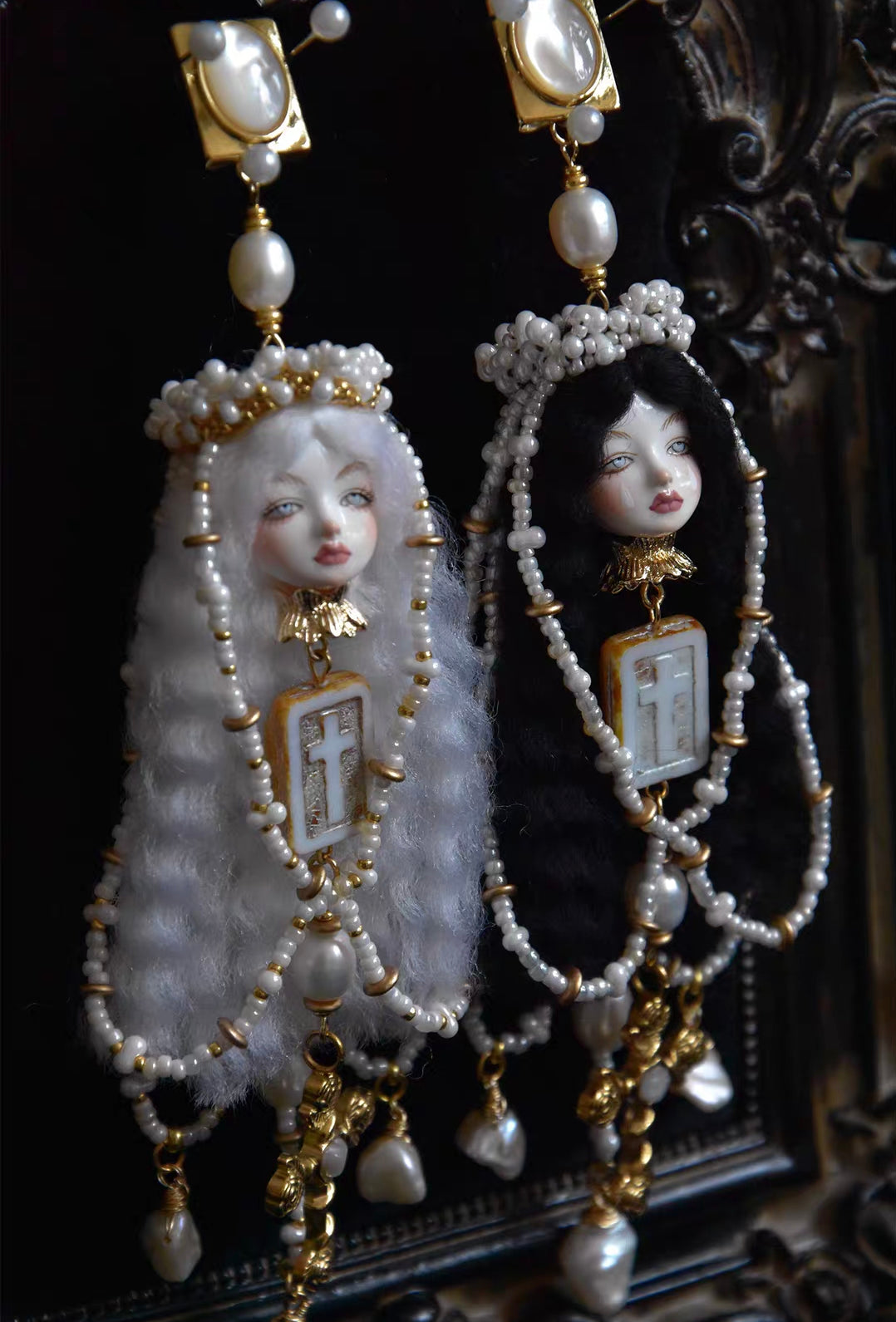Handcraft White Queen Salome Earrings