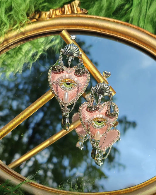 Light Rose Pink Heart Earrings