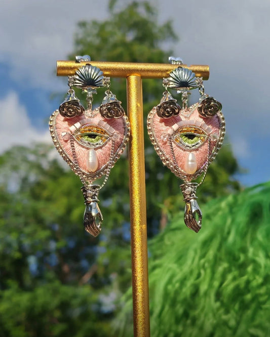 Light Rose Pink Heart Earrings