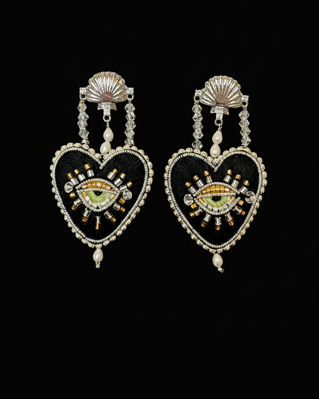 Charcoal Black Heart Earrings