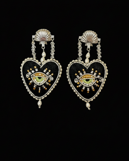 Charcoal Black Heart Earrings