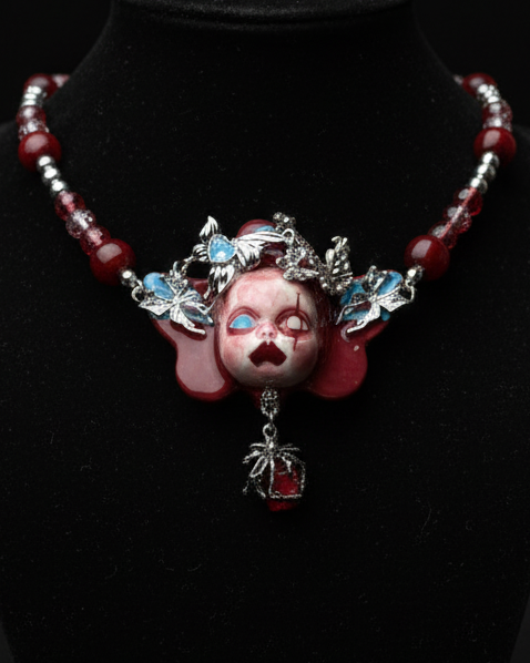 Red Rabbit Hole Head Necklace