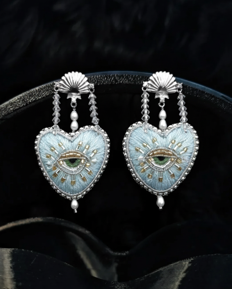 Ice Blue Heart Earrings