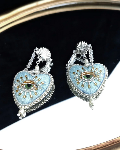 Ice Blue Heart Earrings