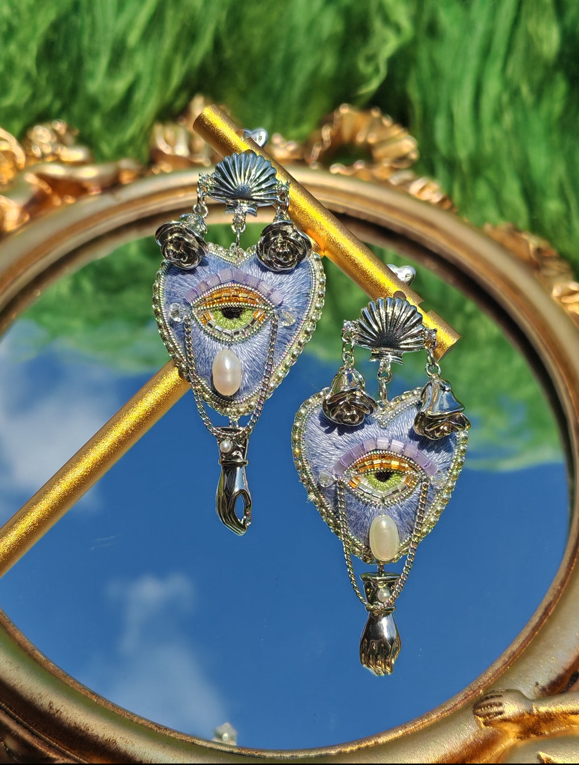 Light Purple Rose Heart Earrings