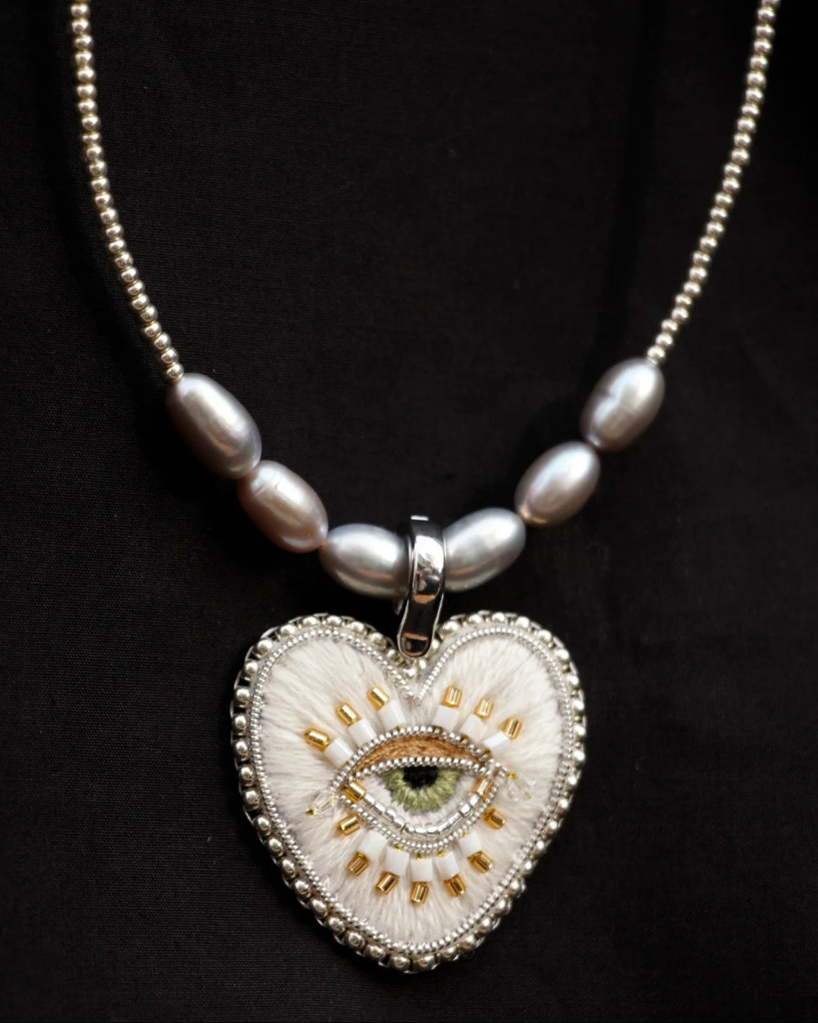 White Heart Necklace