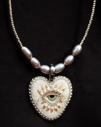 White Heart Necklace