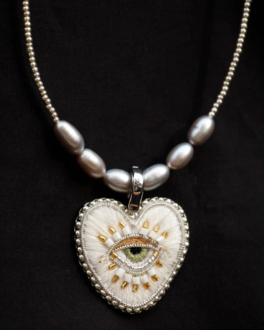 White Heart Necklace