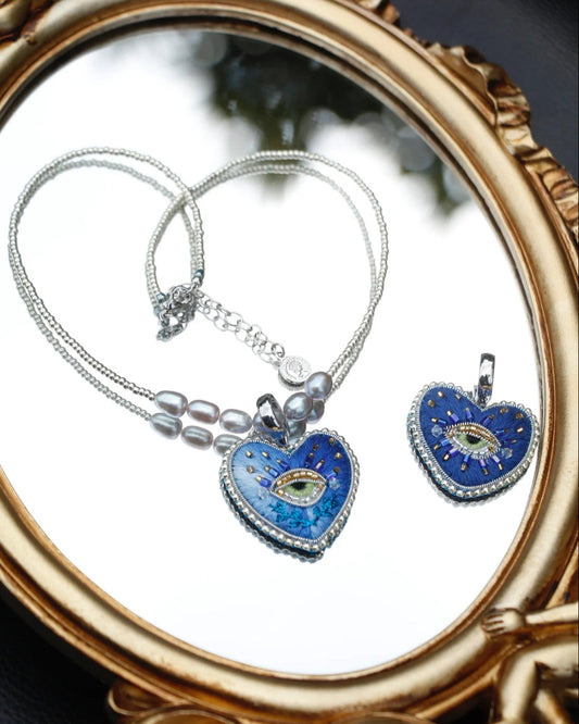 Navy Blue Heart Necklace