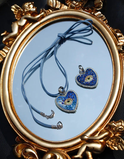 Navy Blue Heart Necklace