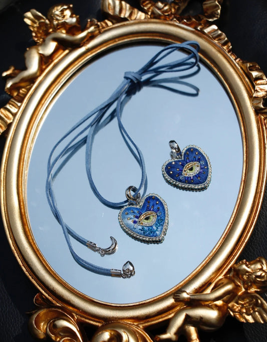 Navy Blue Heart Necklace