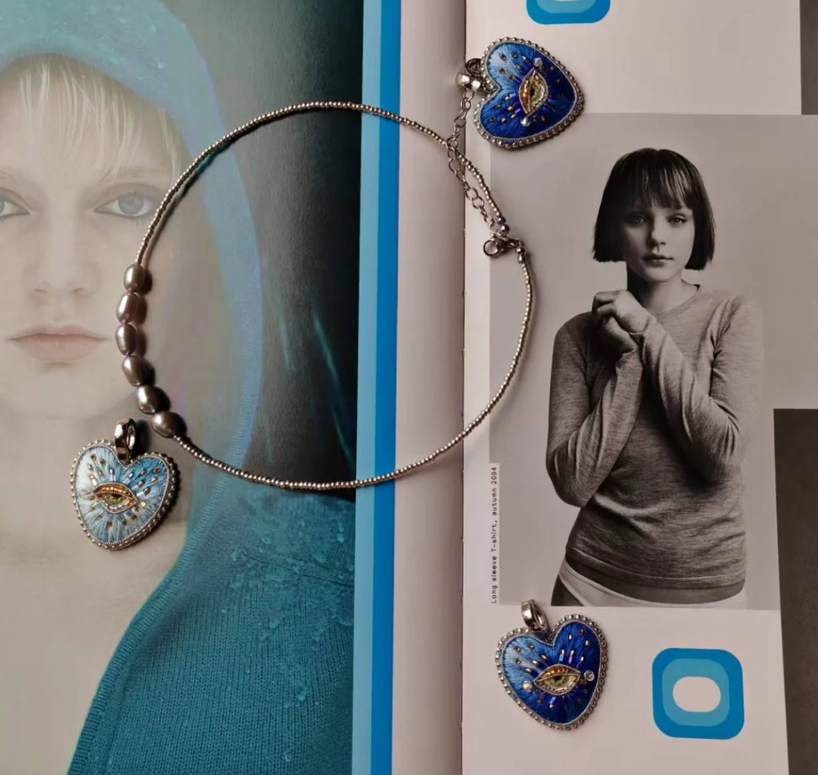 Navy Blue Heart Necklace