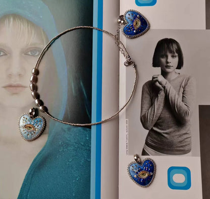 Navy Blue Heart Necklace