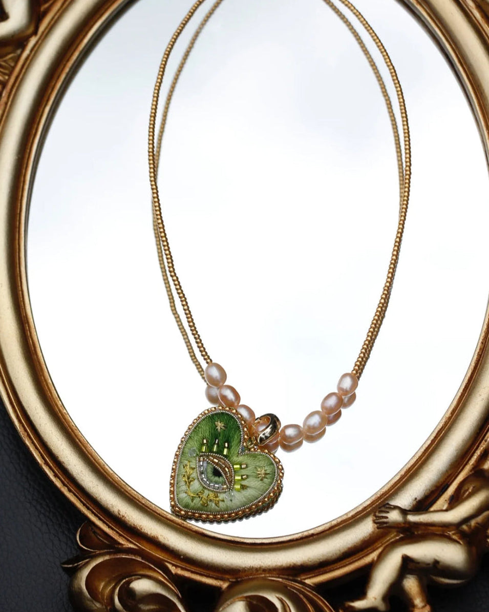 Grass Green Heart Necklace