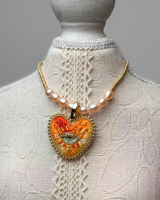 Gradient Orange Heart Necklace