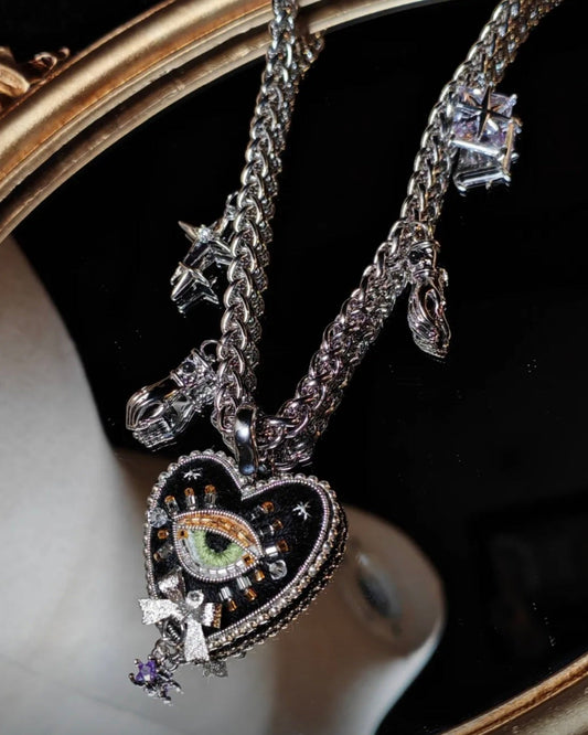 Star Black Heart Necklace