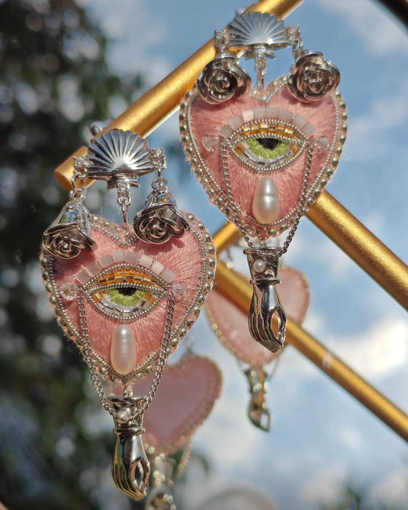 Light Rose Pink Heart Earrings