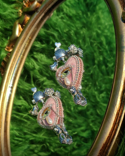 Light Rose Pink Heart Earrings