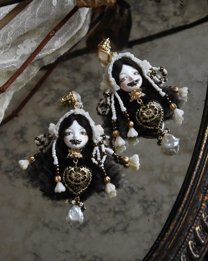 Handcraft Black Silent Lolita Earrings