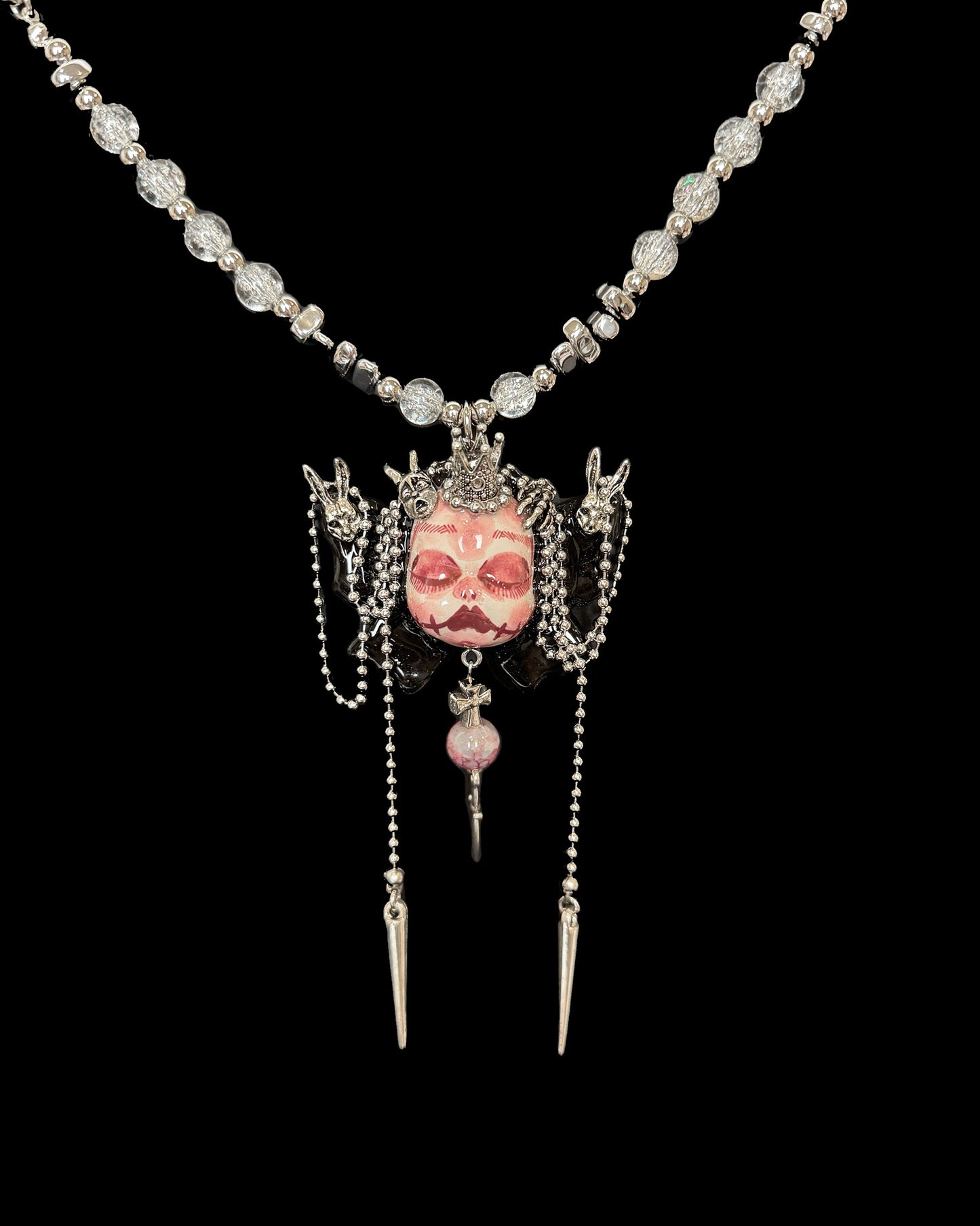 Dark Rabbit Hole Head Necklace