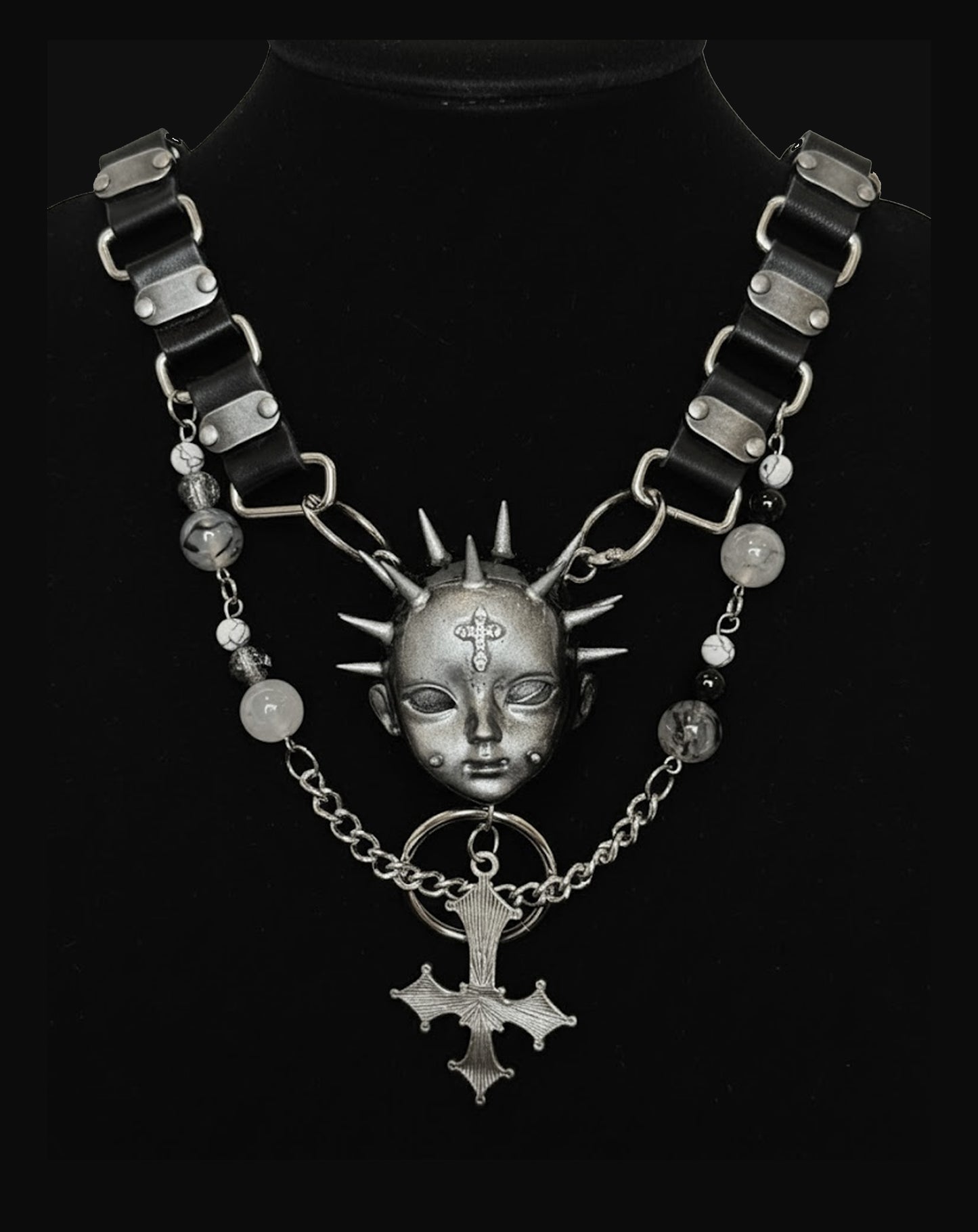 Silver Nail Doll Head Choker