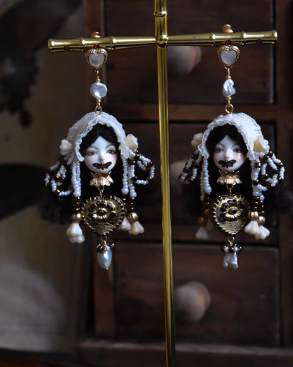 Handcraft Black Silent Lolita Earrings