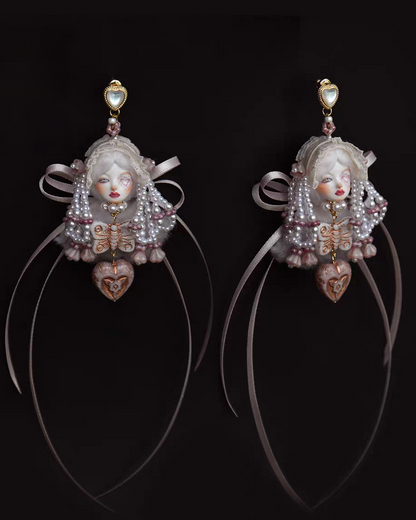Handcraft White Lolita Earrings