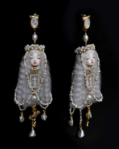 Handcraft White Queen Salome Earrings