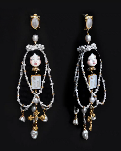 Handcraft White Queen Salome Earrings