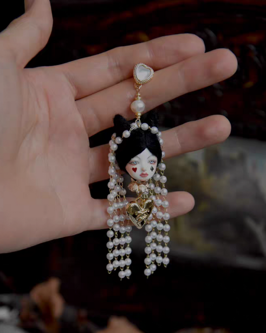 Handcraft Poker Face Alice Earrings